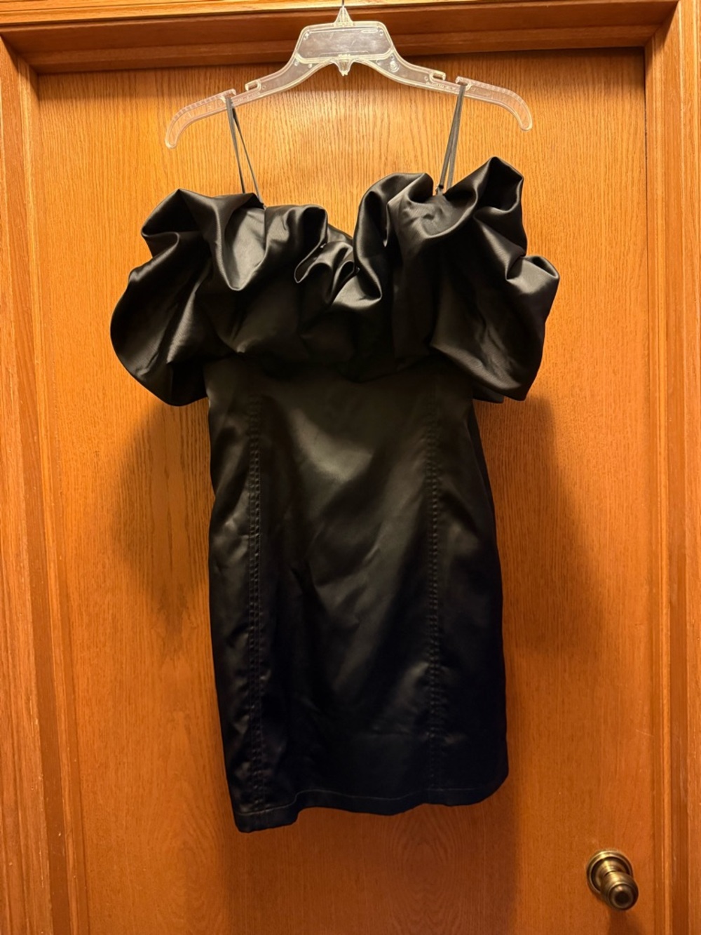 Black Ruffle Off-Shoulder Mini Dress